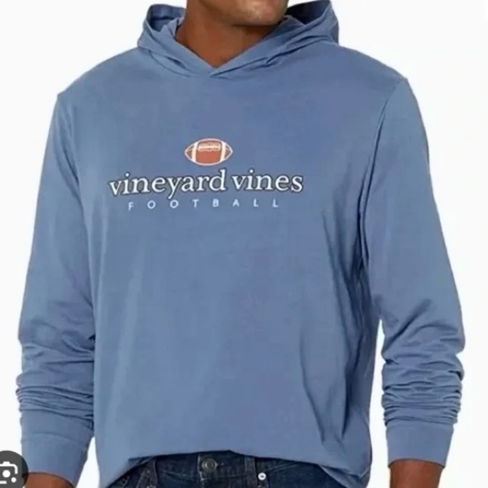 VINEYARD VINES Football Hooded Long Sleeve Shirt Blue Moonshine